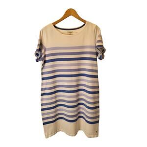 Joules Designer Wm Blue and White Striped Sz 14 Short Sleeve Dress 1236